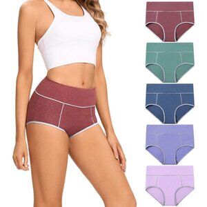 Women's Cotton Underwear High Waist Full Coverage Briefs Breathable